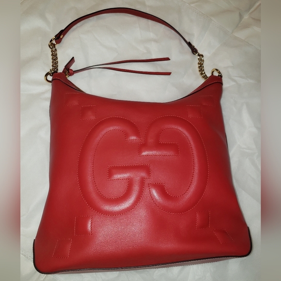 ❤ Red Gucci Hobo Shoulder Handbag Gold Purse Bag Gucci Apollo - Picture 2 of 8